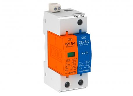 Combination arrester V25, 1-pole + NPE 280 V with remote signalling 1+N/PE | 280 | IP20