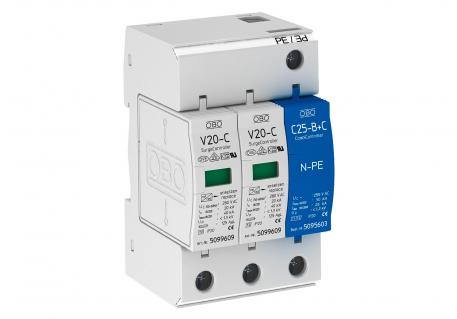 Surge arrester, 2-pole + NPE 280 V 2+N/PE | 280 | IP20