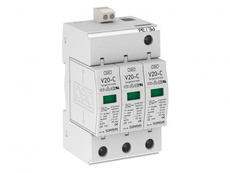 Surge arrester, 3-pole with remote signalling 385 V