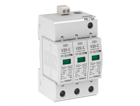 Surge arrester, 3-pole with remote signalling 550 V