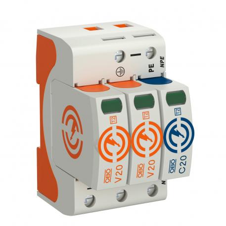 Surge arrester V20, 2-pole + NPE, 280 V 2+N/PE | 280 | IP20