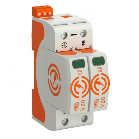 Surge arrester V20, 2-pole with remote signalling, 550 V 2 | 550 | IP20