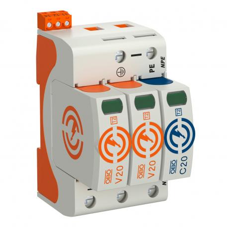 Surge arrester V20, 2-pole + NPE and FS, 150 V 2+N/PE | 150 | IP20