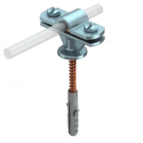 Cable bracket Rd 8–10 mm with wood screw, plastic anchor